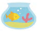 cartoon fish in fishbowl
